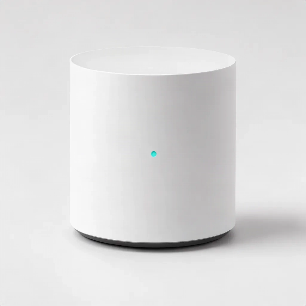 Hub domotique Hub One, cylindre blanc avec voyant d'état teal